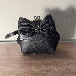 Mini black bow wristlet coin purse